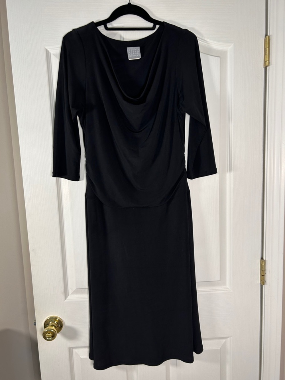 Rabbit Rabbit Rabbit Black Draped Cowl Neck Midi Dress size 16